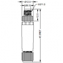 Assembly Connector, A Code - M8 3pins A code male straight plastic assembly connector, unshielded